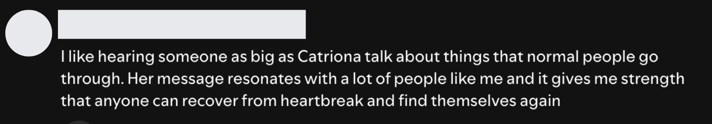 screenshot of comment on Spotify